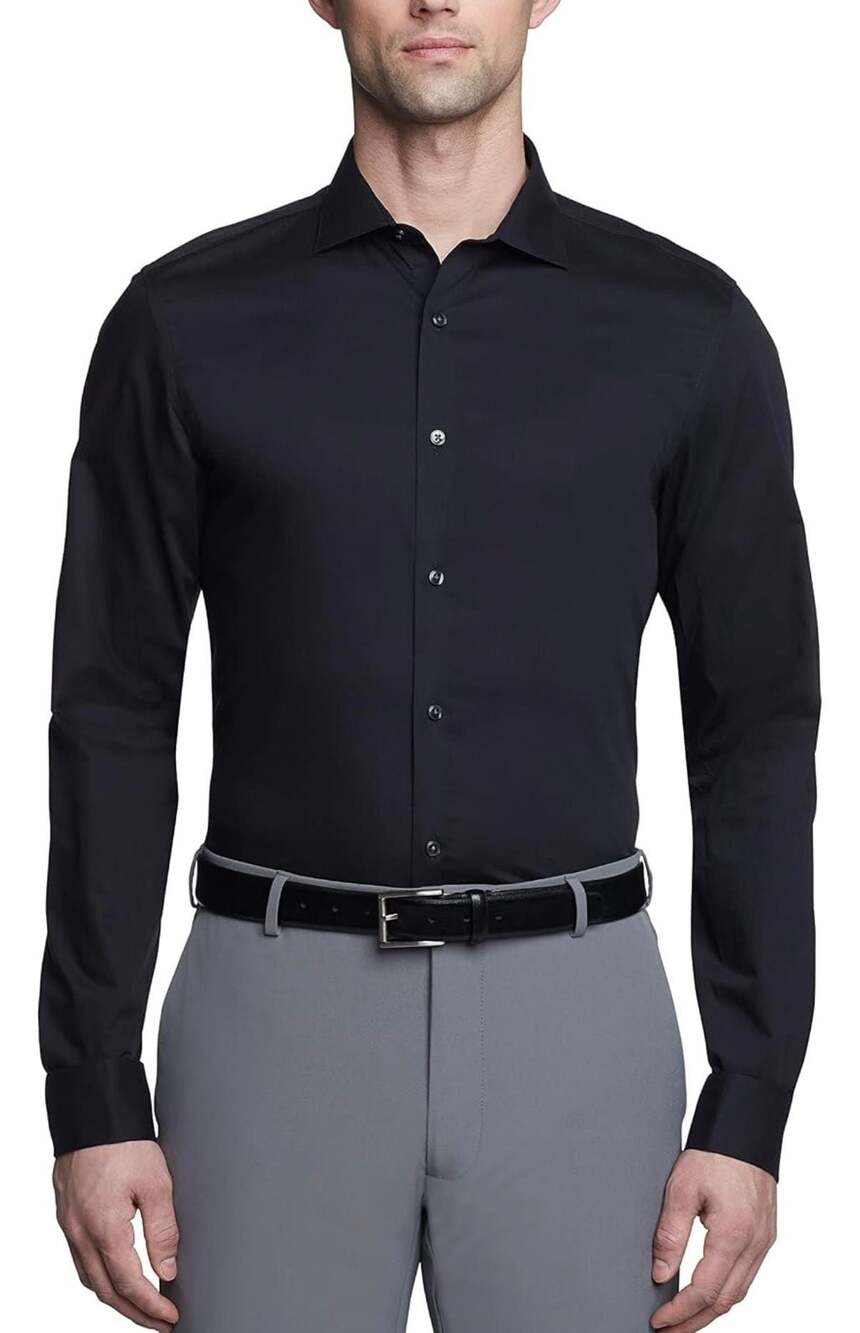 Calvin Klein Steel+ Slim Fit Herringbone Dress Shirt